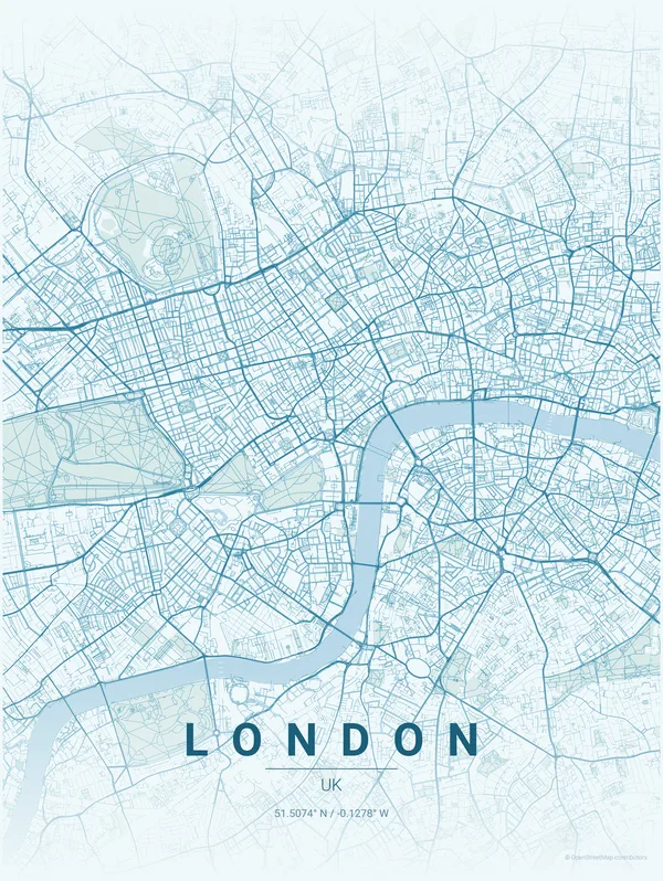 London map poster in Swell colourway