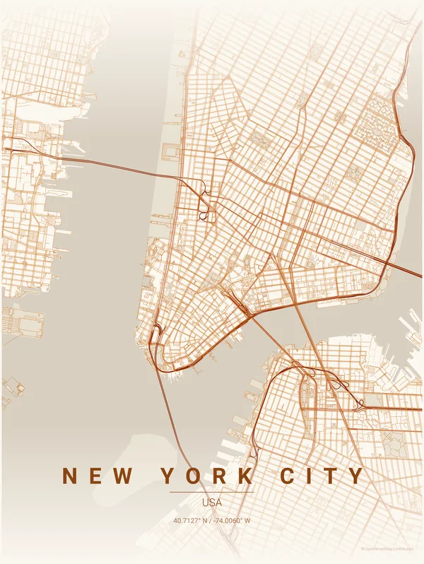 New York City map poster in Foliage colourway
