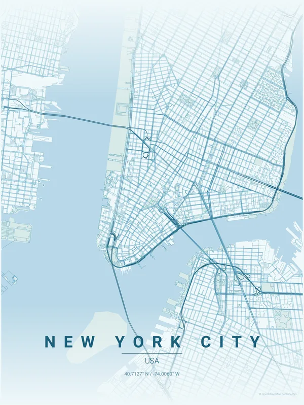 New York City map poster in Swell colourway