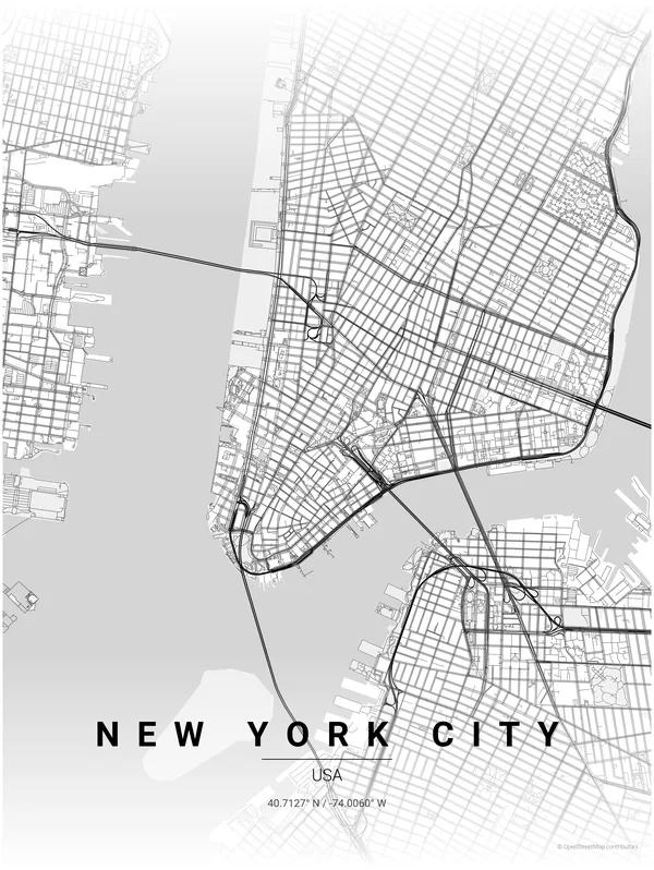 New York City map poster in Wander colourway