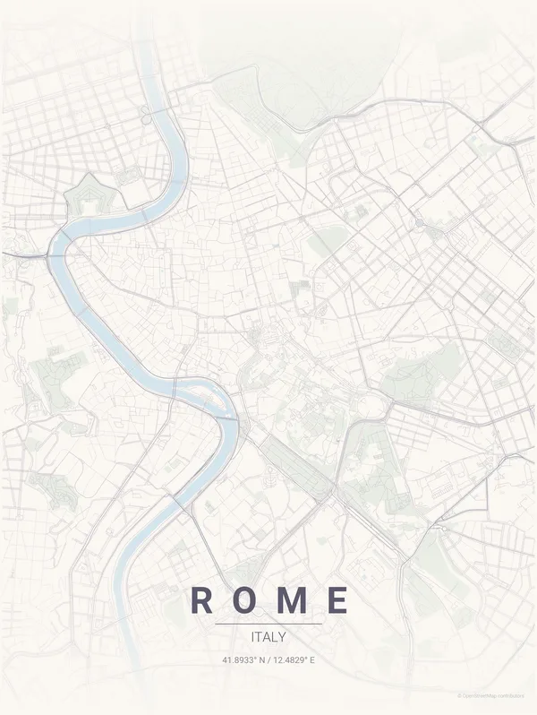 Rome map poster in Faded colourway