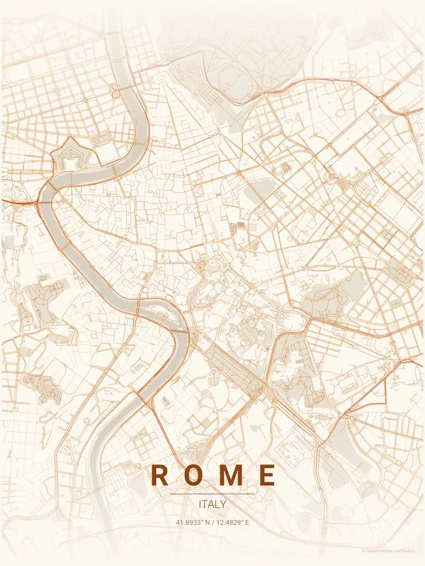 Rome map poster in Foliage colourway