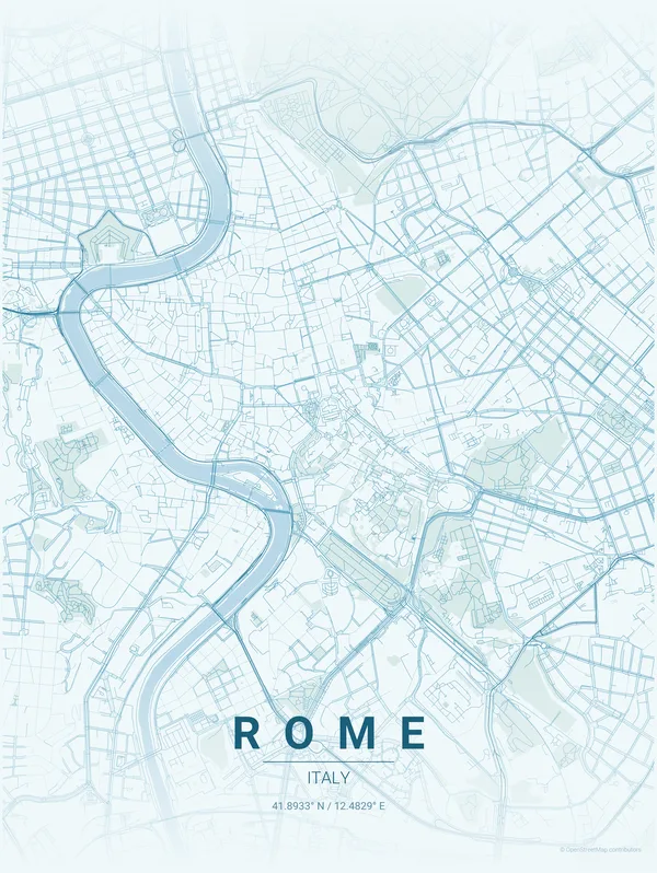 Rome map poster in Swell colourway