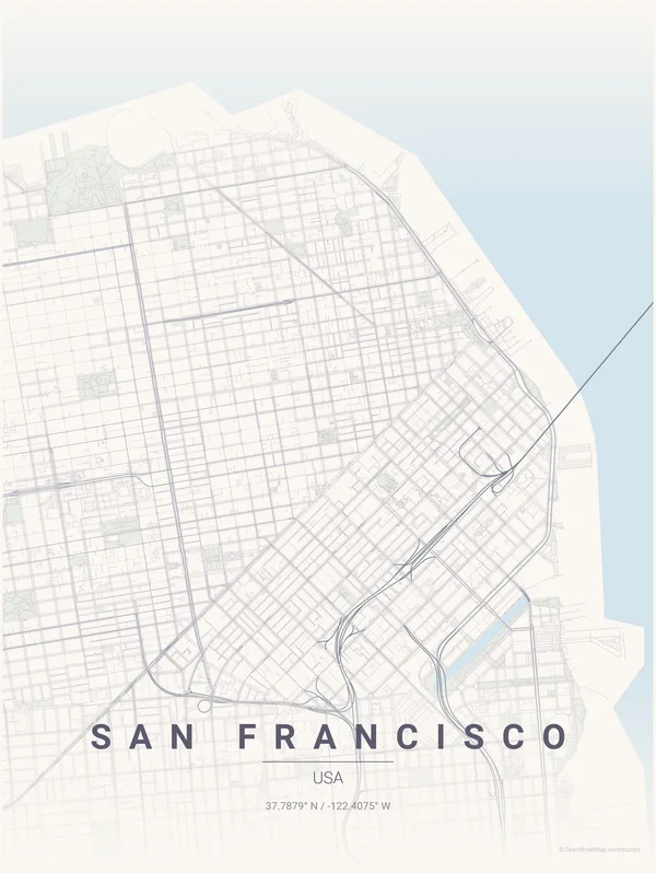 San Francisco map poster in Faded colourway