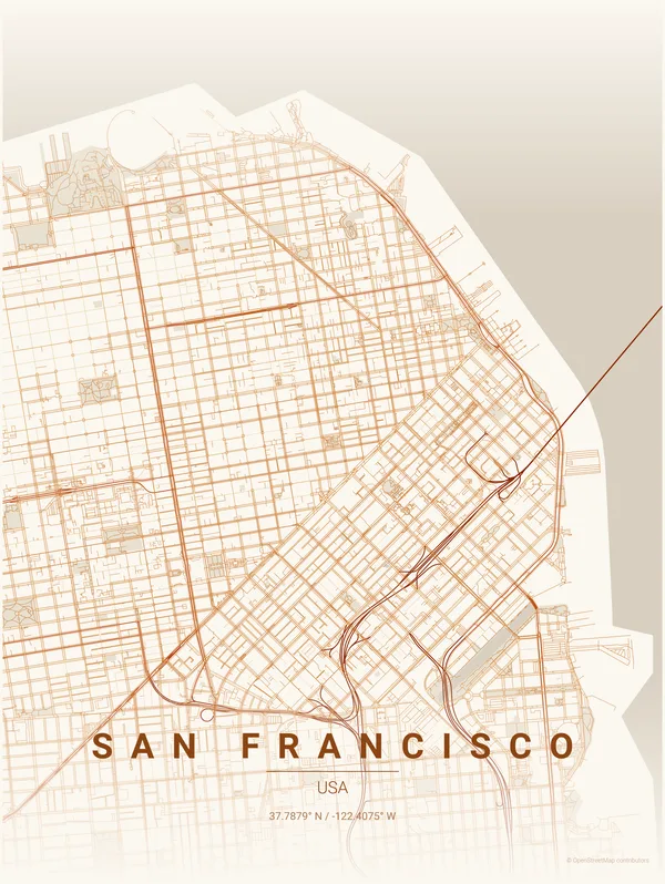 San Francisco map poster in Foliage colourway