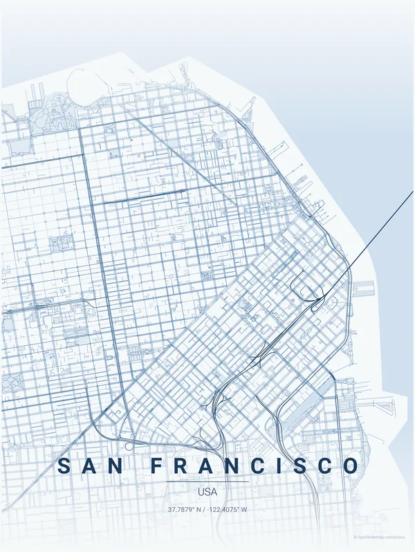 San Francisco map poster in Overcast colourway