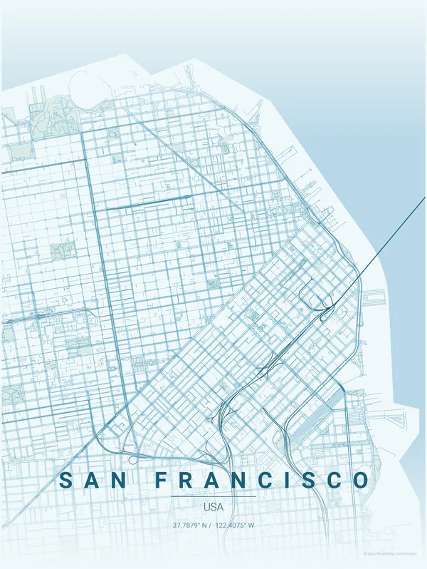 San Francisco map poster in Swell colourway