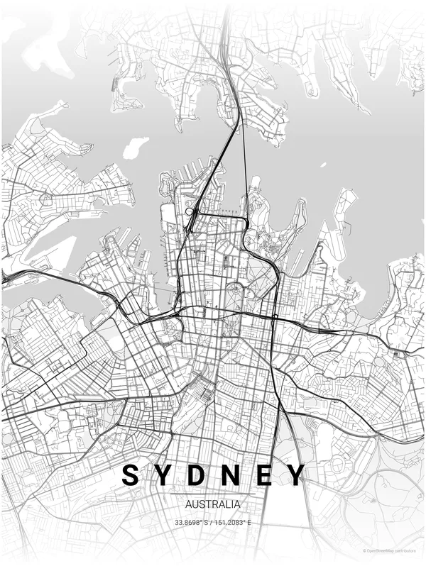 Sydney map poster in Wander colourway