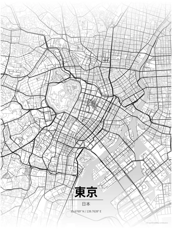 Tokyo map poster in Wander colourway